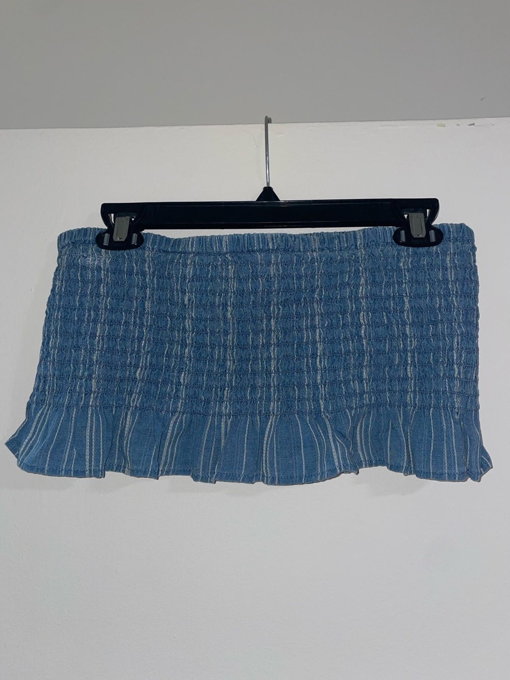American Eagle Outfitters Blue Striped Tube Top with Ruffles